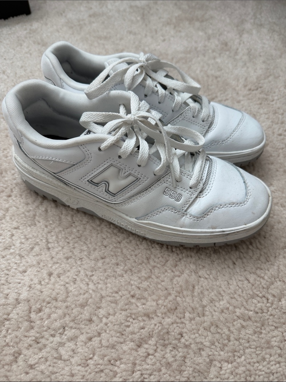 New Balance White Leather 550 Sneakers